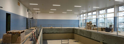 Zu den größten Investitionen des diesjährigen Remchinger Haushaltsplans gehört eine Rate für die laufende Sanierung des Hallenbads und der Turnhalle in Singen. Foto: Alina Di Sannio / Gemeinde Remchingen  