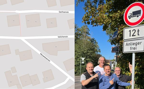 SPD Fraktionsmitglieder Bräuniger, Beier und Glavaš freuen sich über das neue Schild. Foto: SPD Fraktion