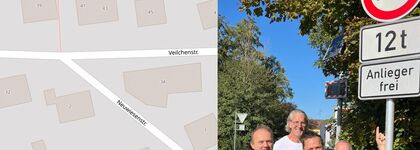 SPD Fraktionsmitglieder Bräuniger, Beier und Glavaš freuen sich über das neue Schild. Foto: SPD Fraktion