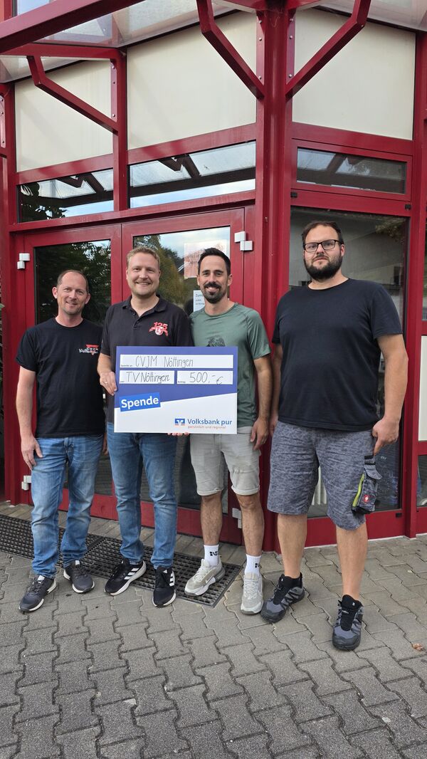 v.l.n.r. Martin Kröner (2. Vorsitzender CVJM), Christian Wallisch (Vorstand TVN), Steffen Metzger (Jugendreferent CVJM), Tobias Engel (Vorsitzender CVJM) Foto: Simone Juds